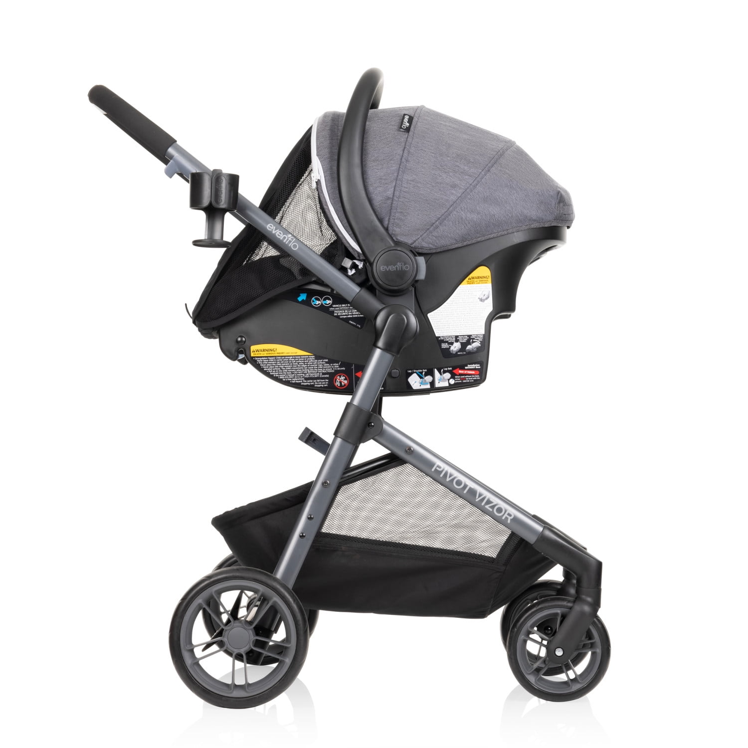 Evenflo Pivot Vizor Travel System with LiteMax Infant Car Seat (Chasse Black), Unisex - Image 5