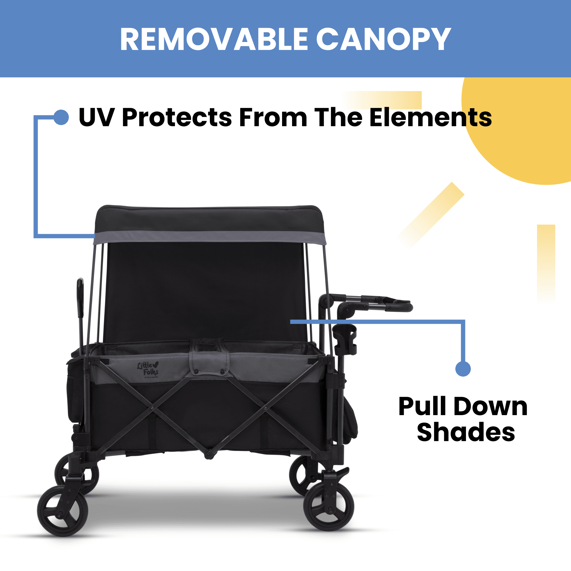 Little Folks by Delta Children City Wagon Cruiser Stroller, Black - Image 6