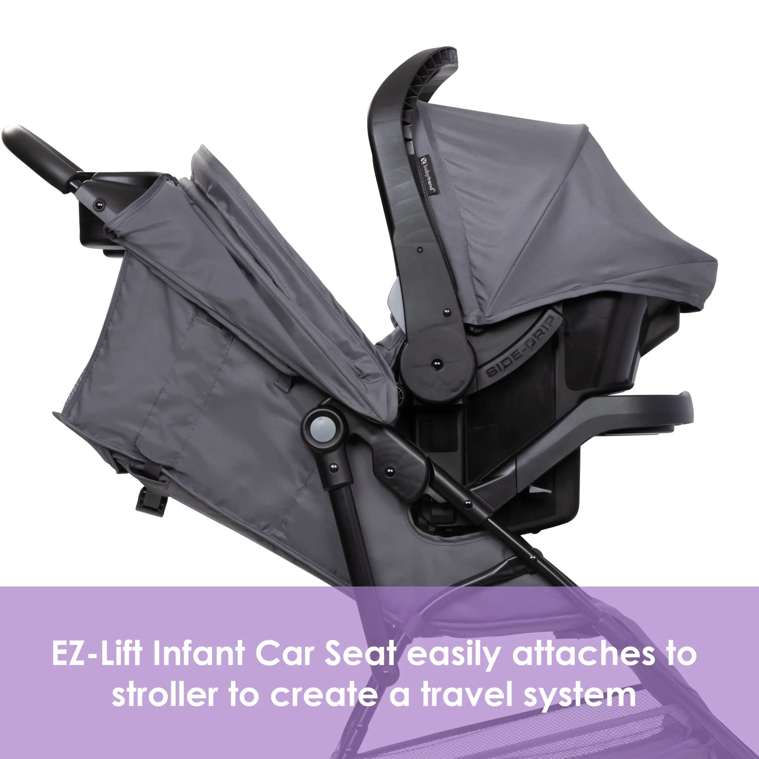 Baby Trend Venture 3-Wheel Stroller Travel System, Stellar Grey - Image 3