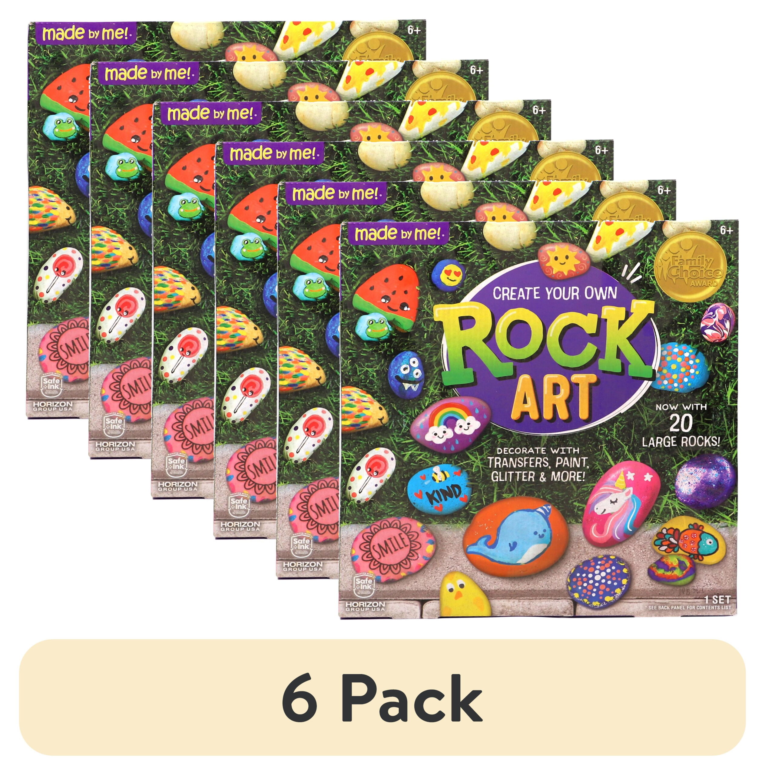 (6 pack) Made by Me Create Your Own Multicolor Rock Art, Boys and Girls, Child, Ages 6+