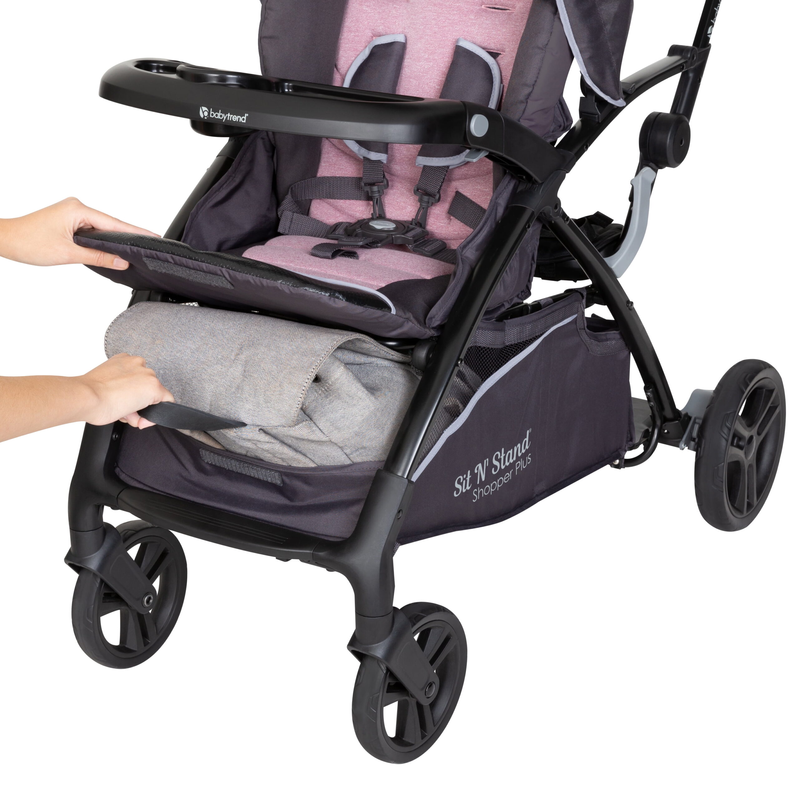 Baby Trend Sit N’ Stand 5-in-1 Shopper Plus Stroller, Cassis Pink - Image 4