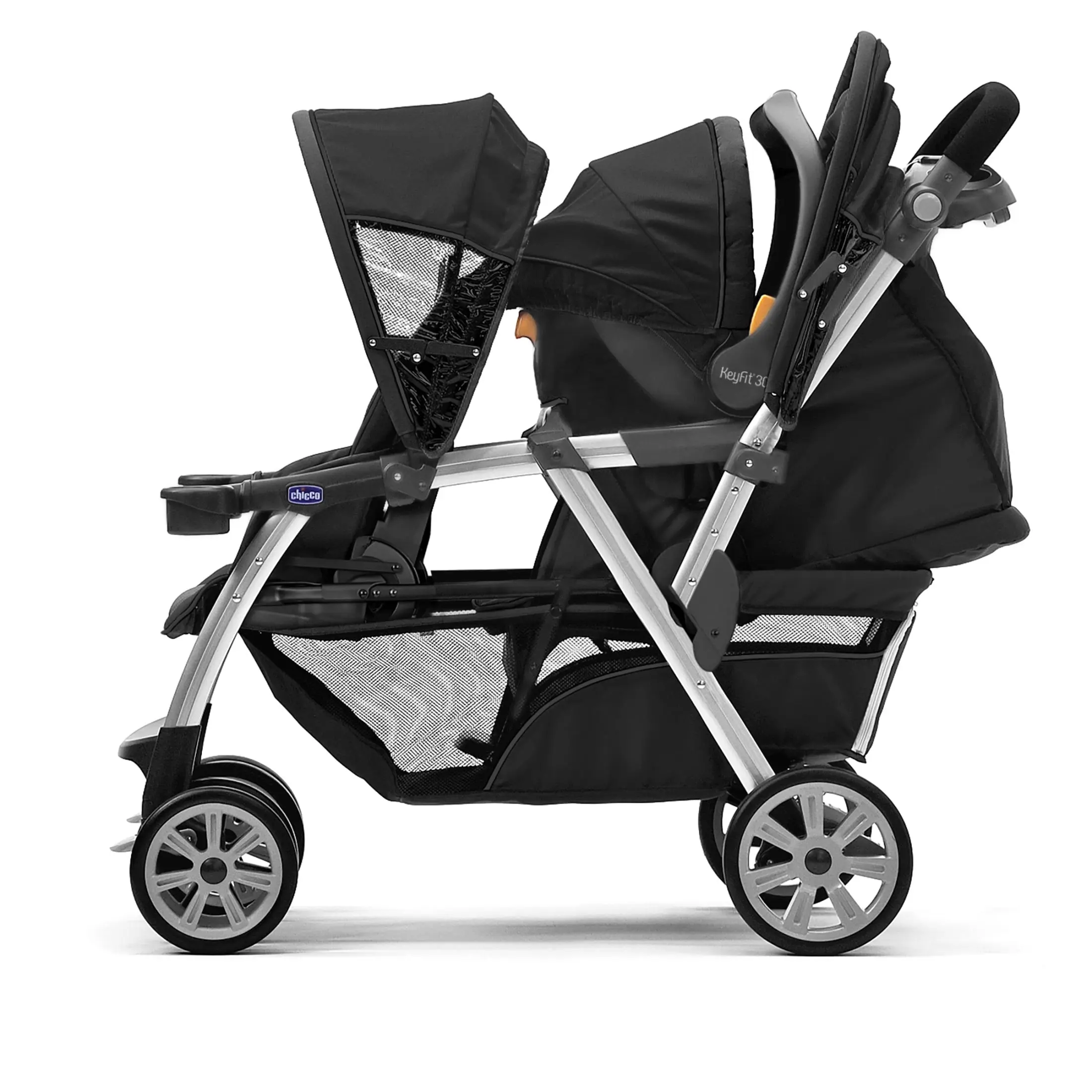 Chicco Cortina Together Double Stroller for Infants and Toddlers - Minerale (Black/Silver), New - Image 4