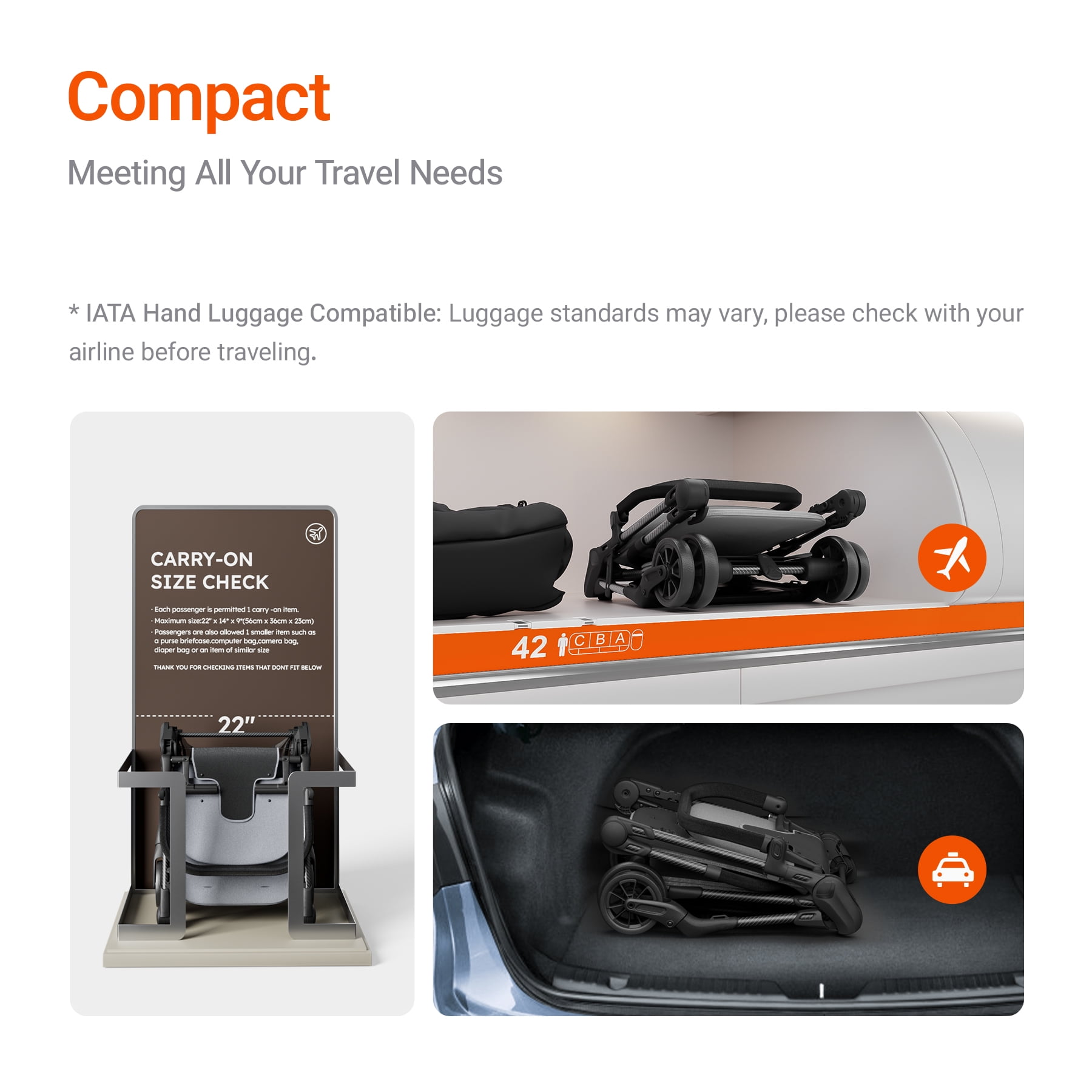 Mamazing Ultra Air X Lightweight Baby Stroller for Airplane Travel, 9.9 lbs, Ultra-Compact, Light & Strong, Age Group: Infant, Single, Grey - Image 2