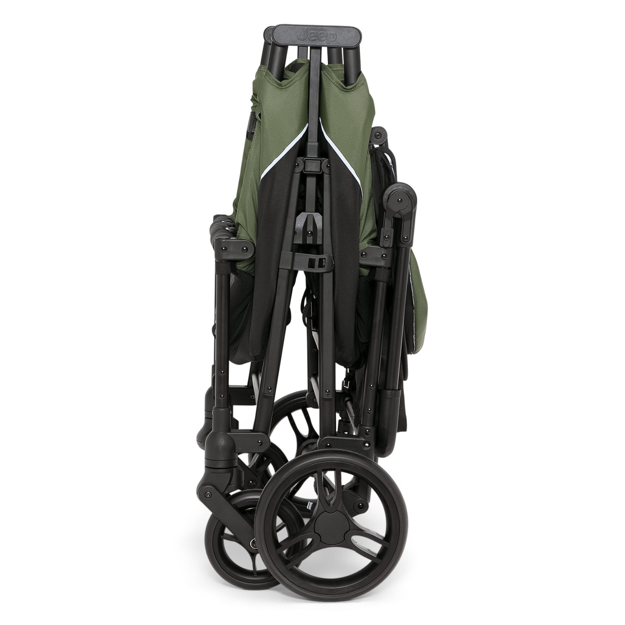 Jeep TurboGlyde Stroller Wagon by Delta Children – Extended Footwell for More Leg Room, Greenguard Gold Certified, Black/Green - Image 6