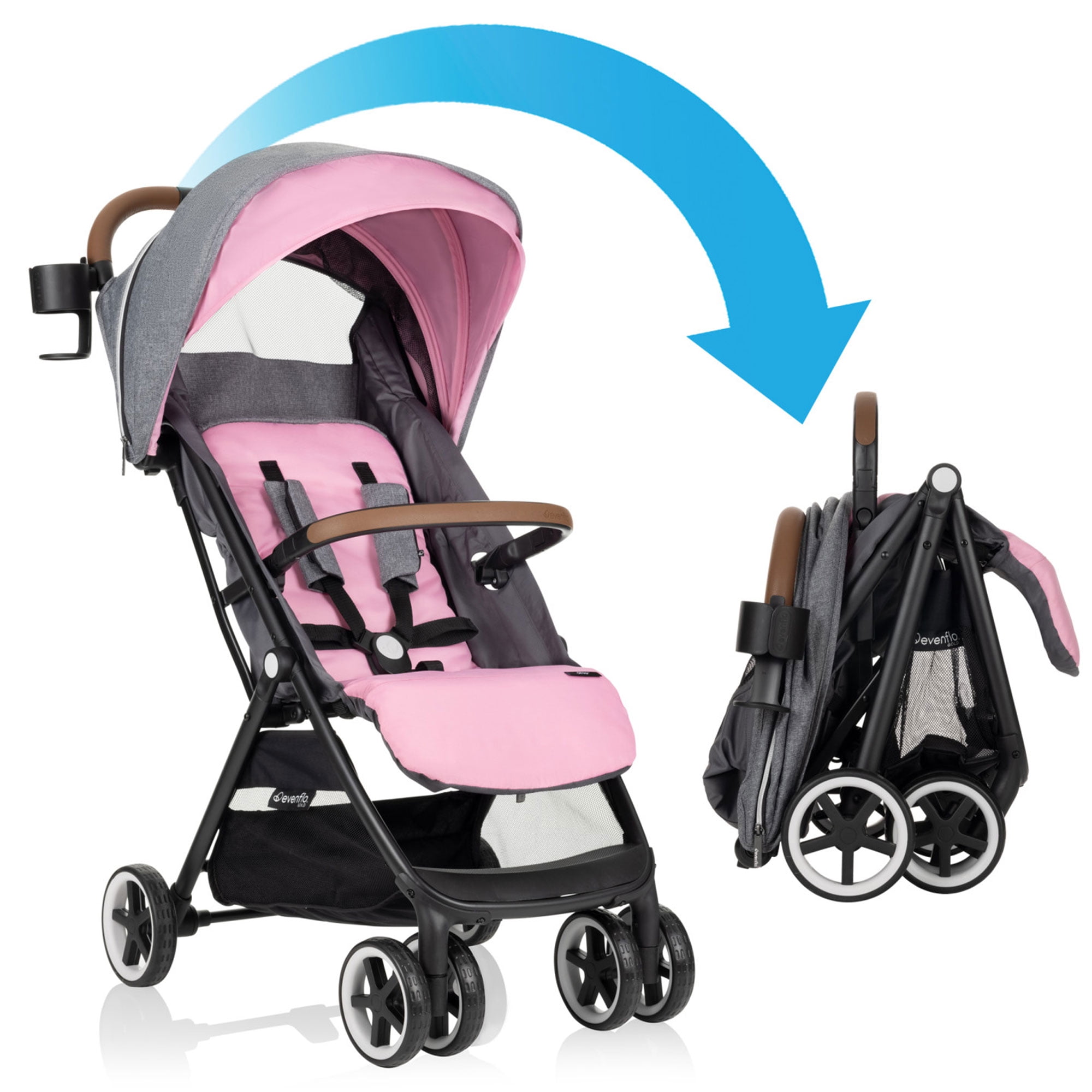 GOLD Otto Self-Folding Lightweight Travel Stroller (Opal Pink) - Image 6