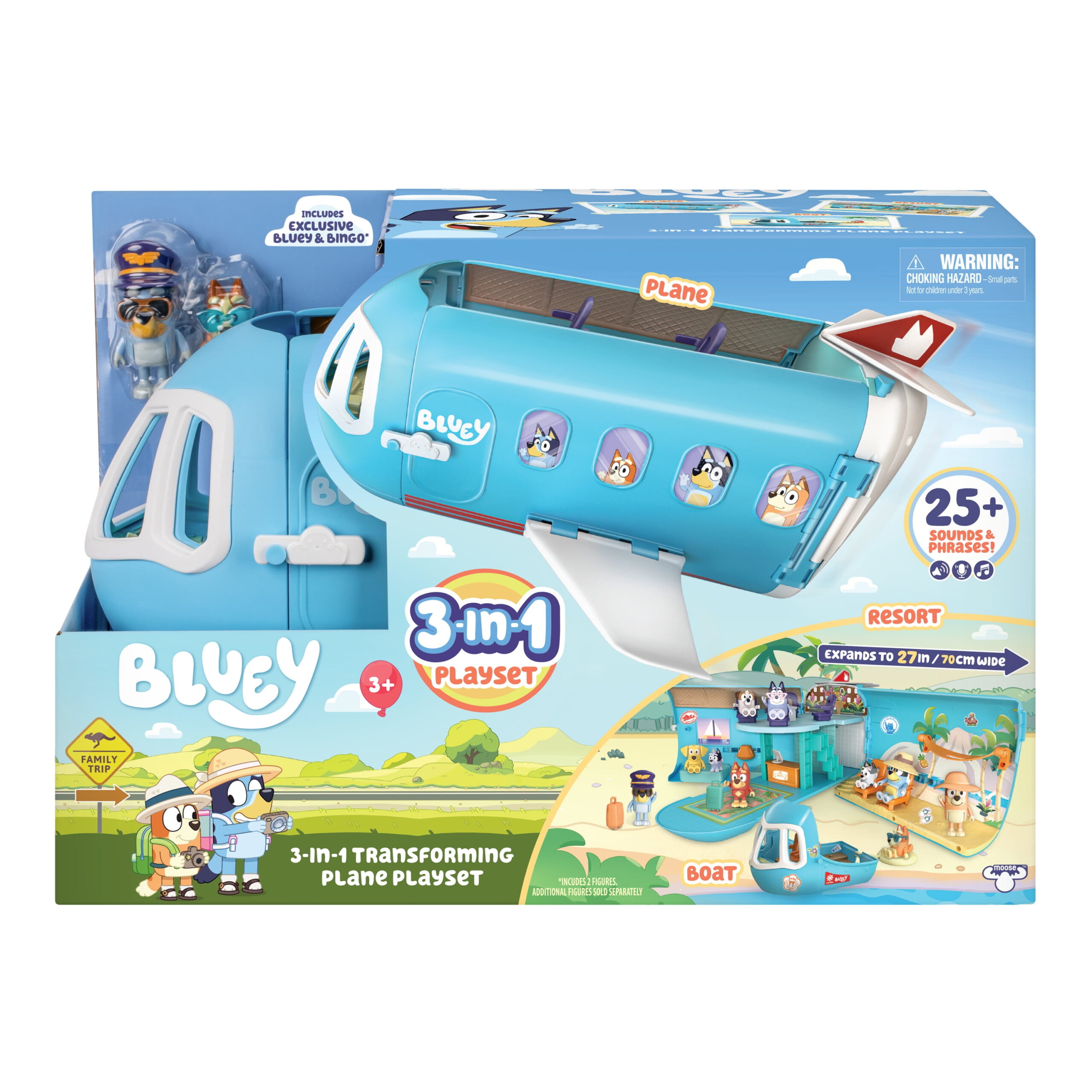 Bluey 3-in-1 Transforming Plane Playset, 25+ Sounds and Phrases, Toys for Kids 3-6 Years - Image 3