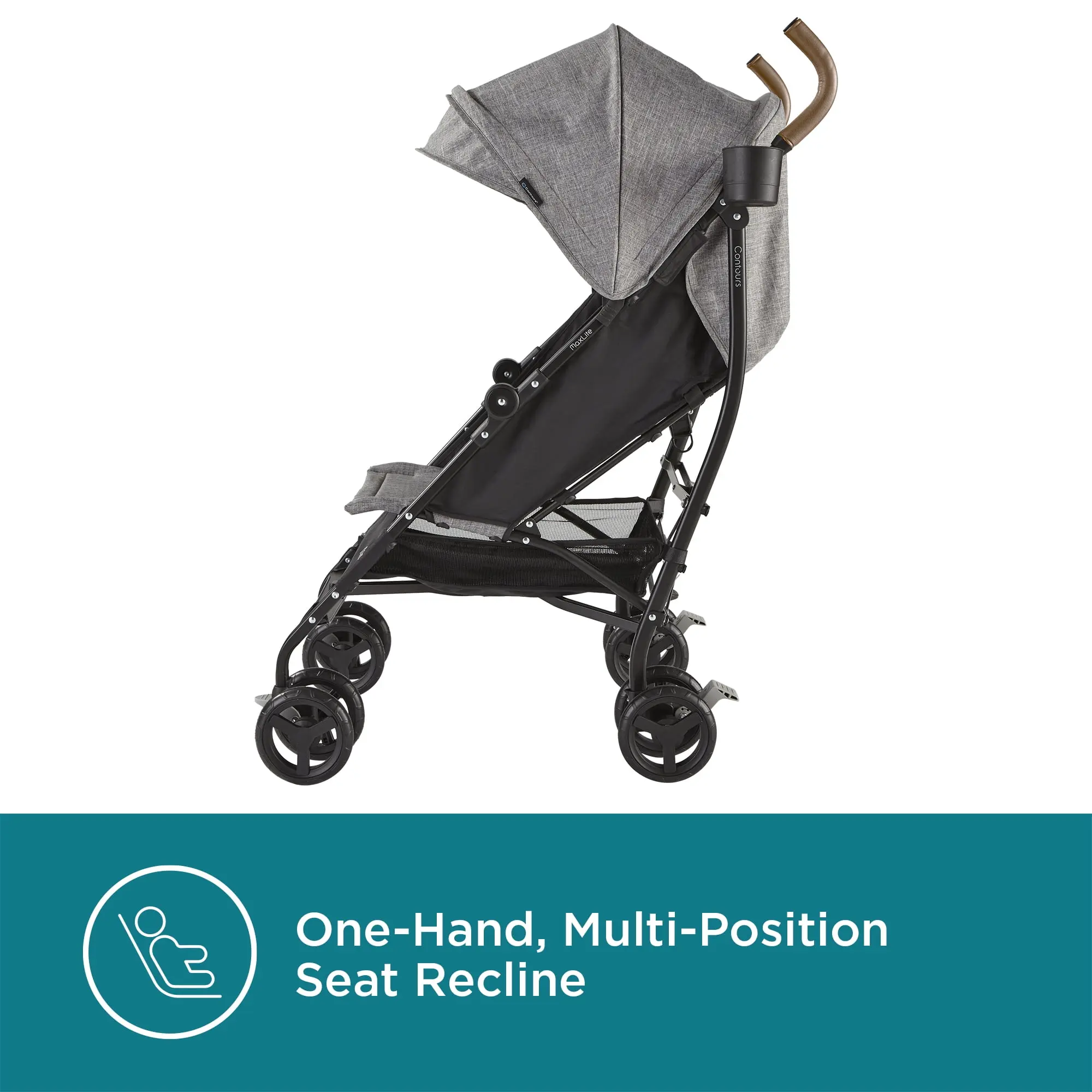 Contours MaxLite Deluxe Lightweight Grey Umbrella Stroller - Image 3