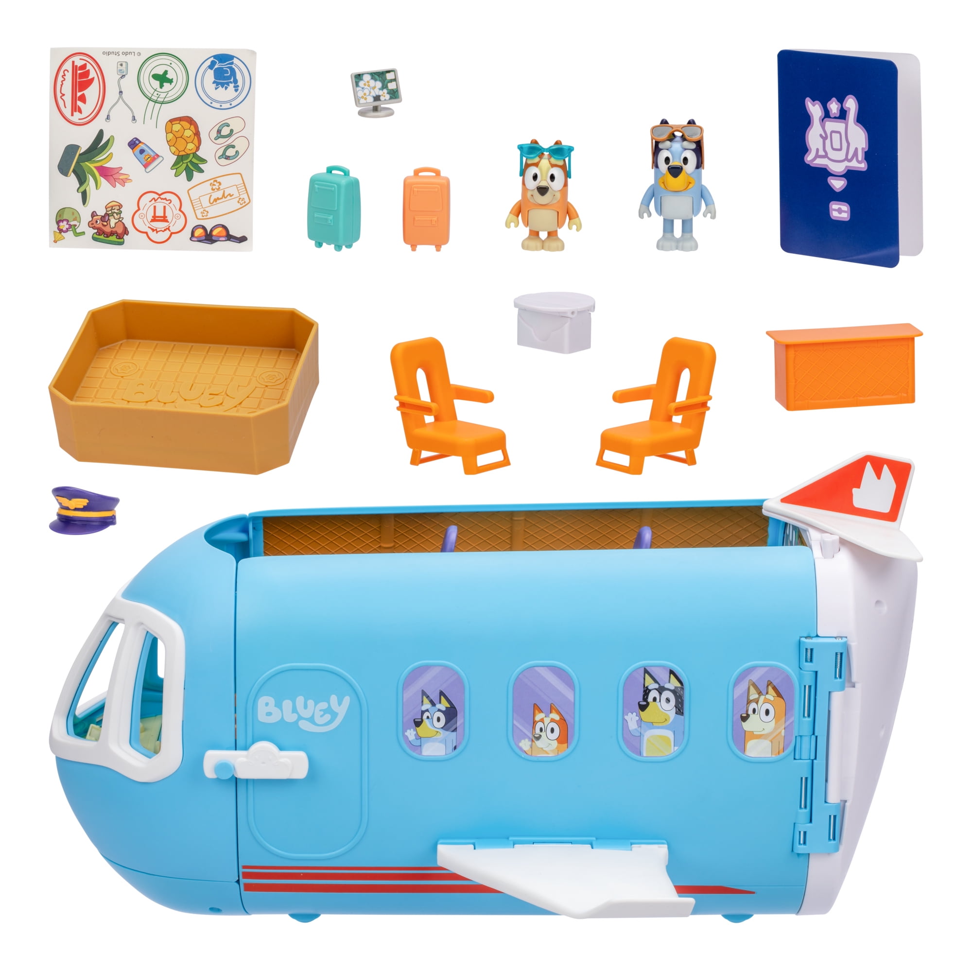 Bluey 3-in-1 Transforming Plane Playset, 25+ Sounds and Phrases, Toys for Kids 3-6 Years