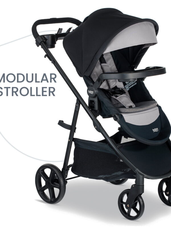 Britax Brook+ Modular Baby Stroller, Infant Stroller With 4 Ways to Stroll, Graphite Onyx