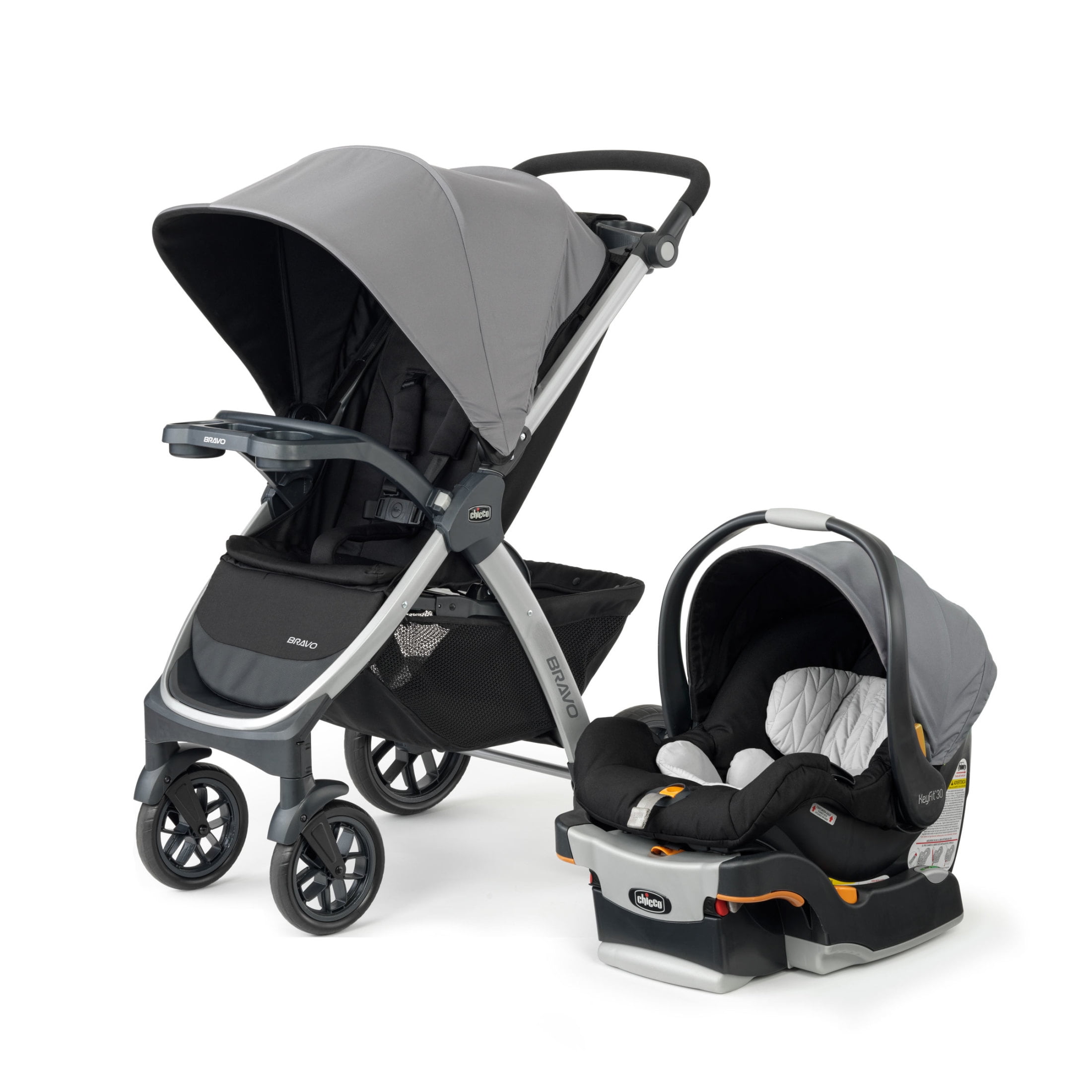 Chicco Bravo Trio Travel System Stroller with KeyFit 30 Infant Car Seat - Camden (Black), New