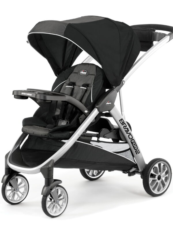 Chicco BravoFor2 Standing/Sitting Double Stroller - Iron (Black/Grey), New