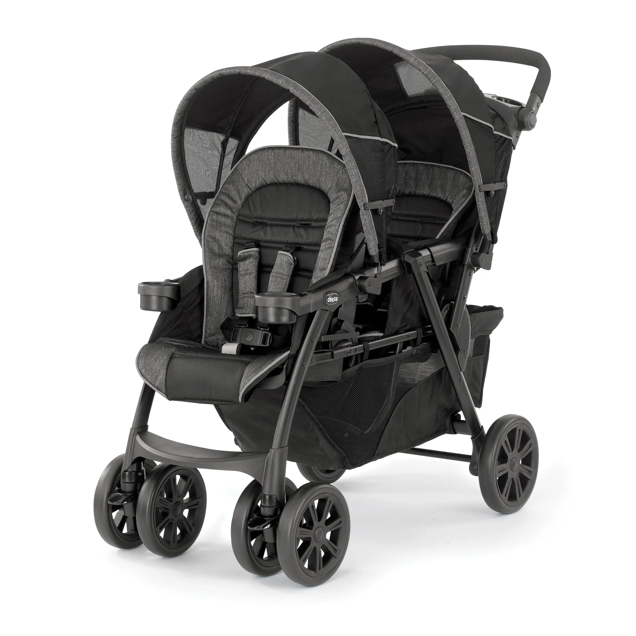 Chicco Cortina Together Double Stroller for Infants and Toddlers - Minerale (Black/Silver), New