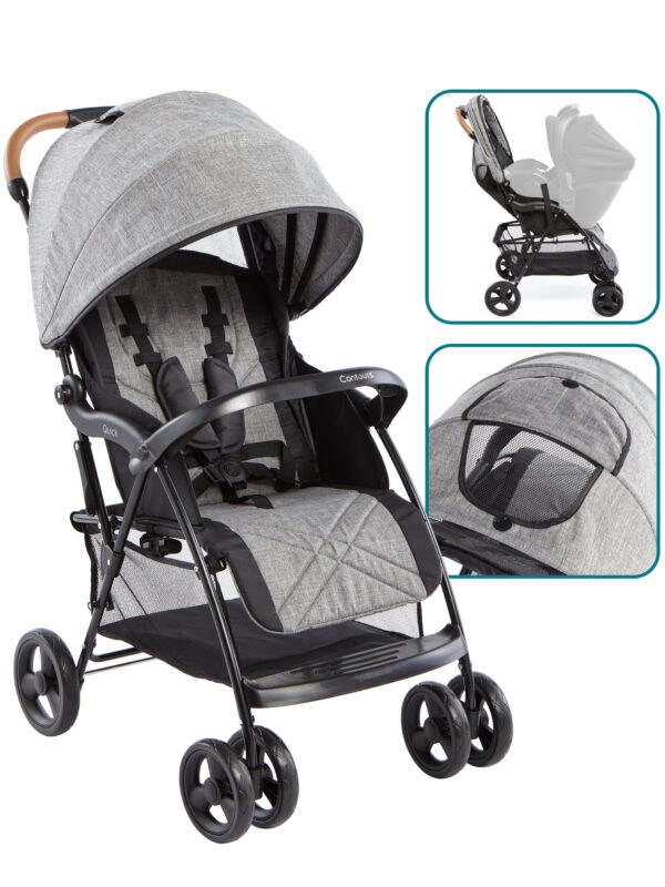 Contours Quick® Lightweight Travel Stroller, Compact Newborn Stroller, Gray