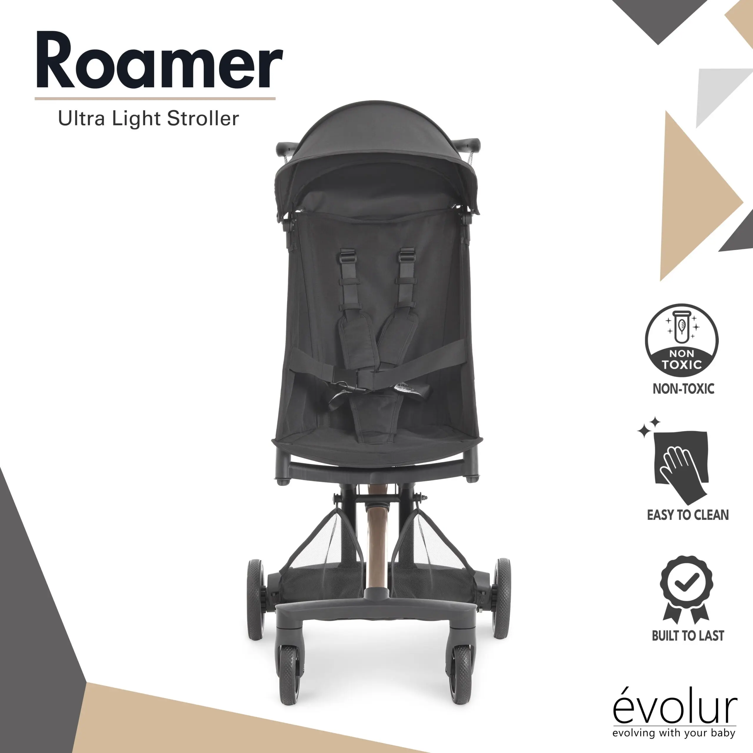 Evolur Roamer Ultra Light Stroller, Gold Black