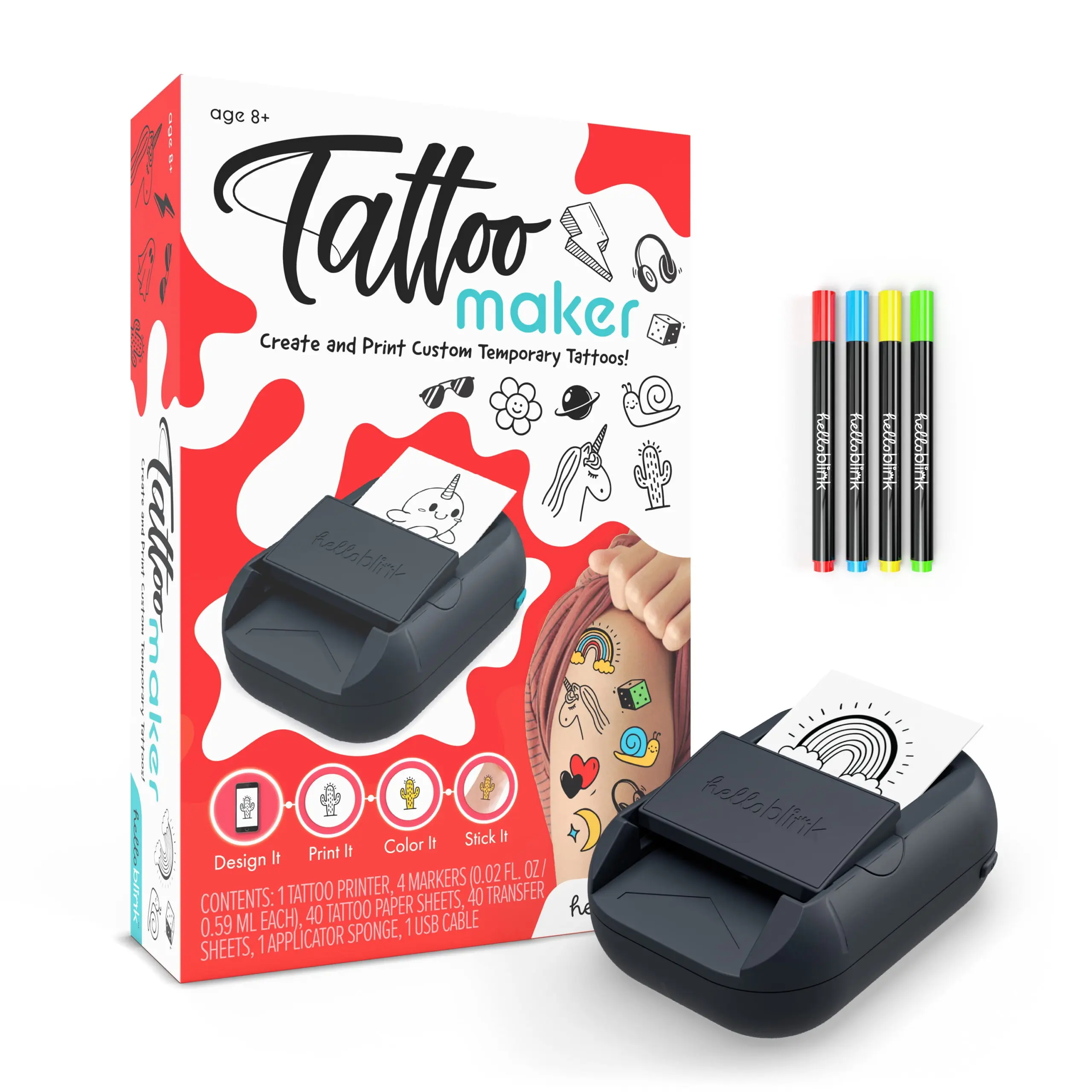 Hello Blink Tattoo Maker Temporary Body Art for Kids Ages 8+