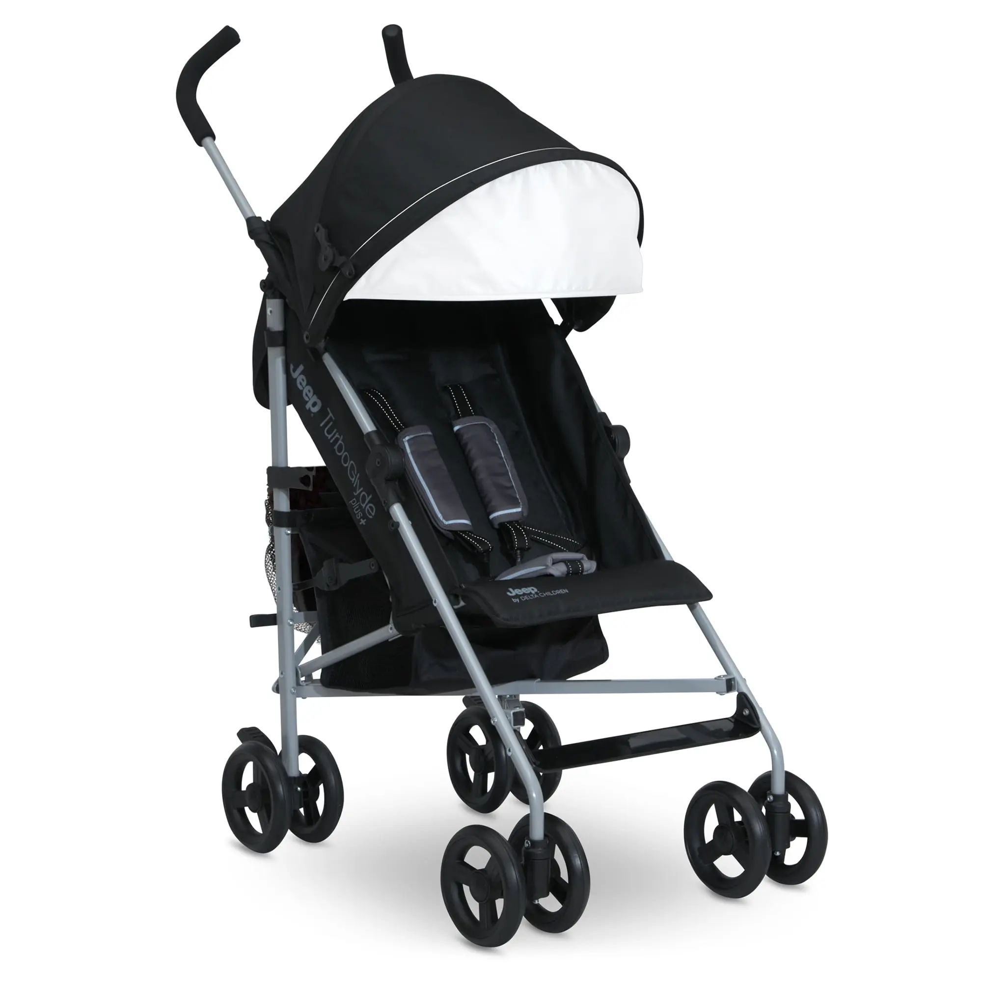 Jeep TurboGlyde Plus Stroller by Delta Children - Lightweight Travel Stroller Only Weighs 13.7 Pounds, Black