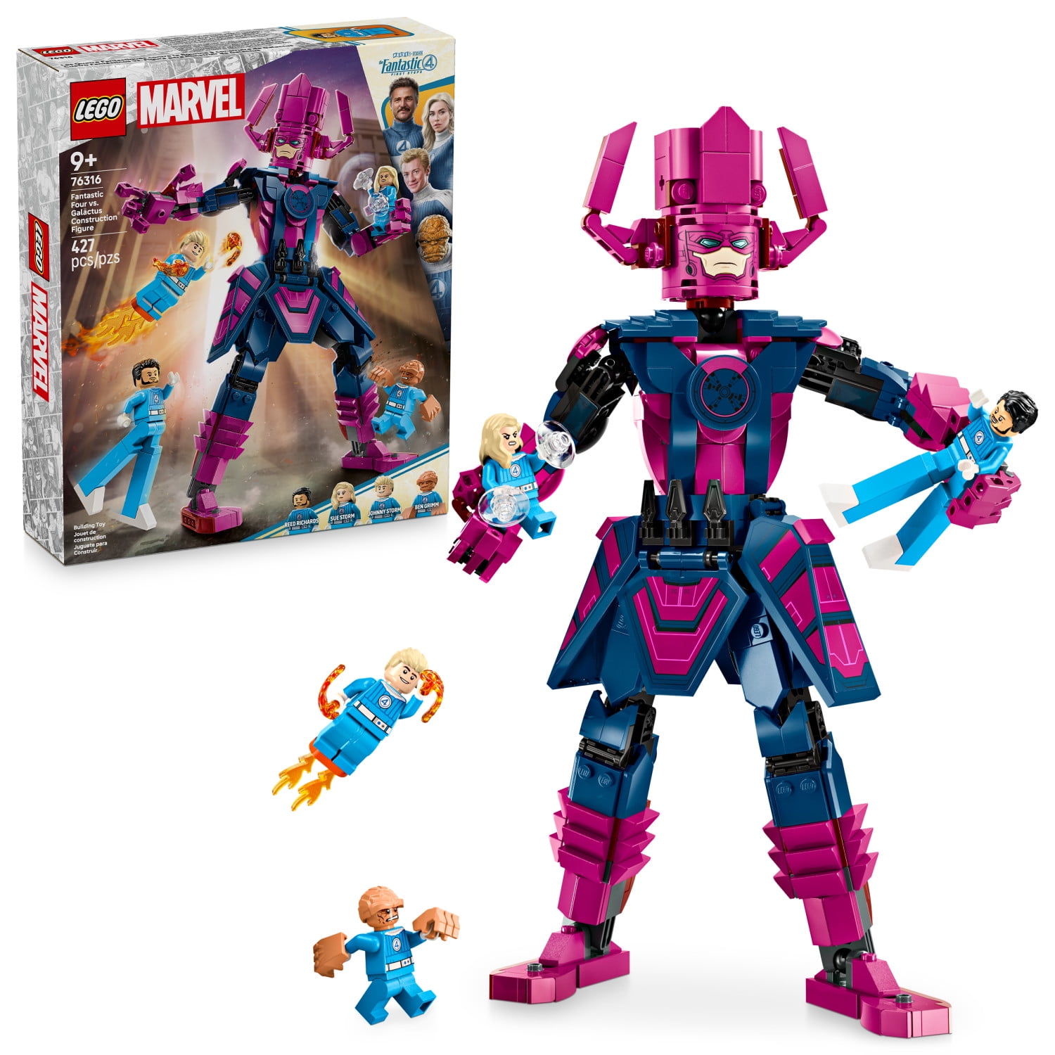 LEGO Marvel Fantastic Four vs. Galactus Construction Figure - Super Hero Building Toy - 4 Minifigures, Including The Thing, Invisible Woman and Human Torch - Gift for Kids, Boys and Girls, 9+ 76316