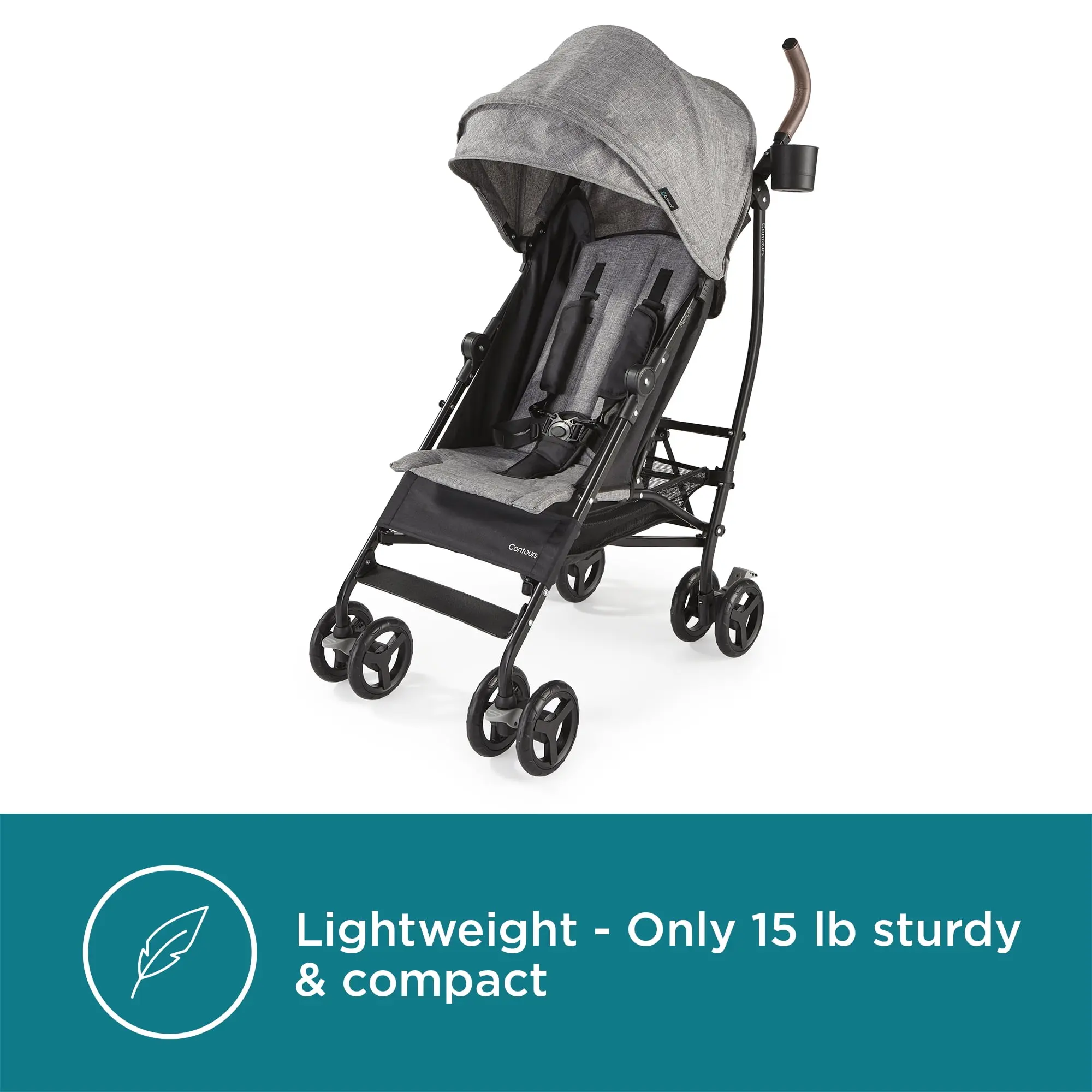 Contours MaxLite Deluxe Lightweight Grey Umbrella Stroller - Image 2