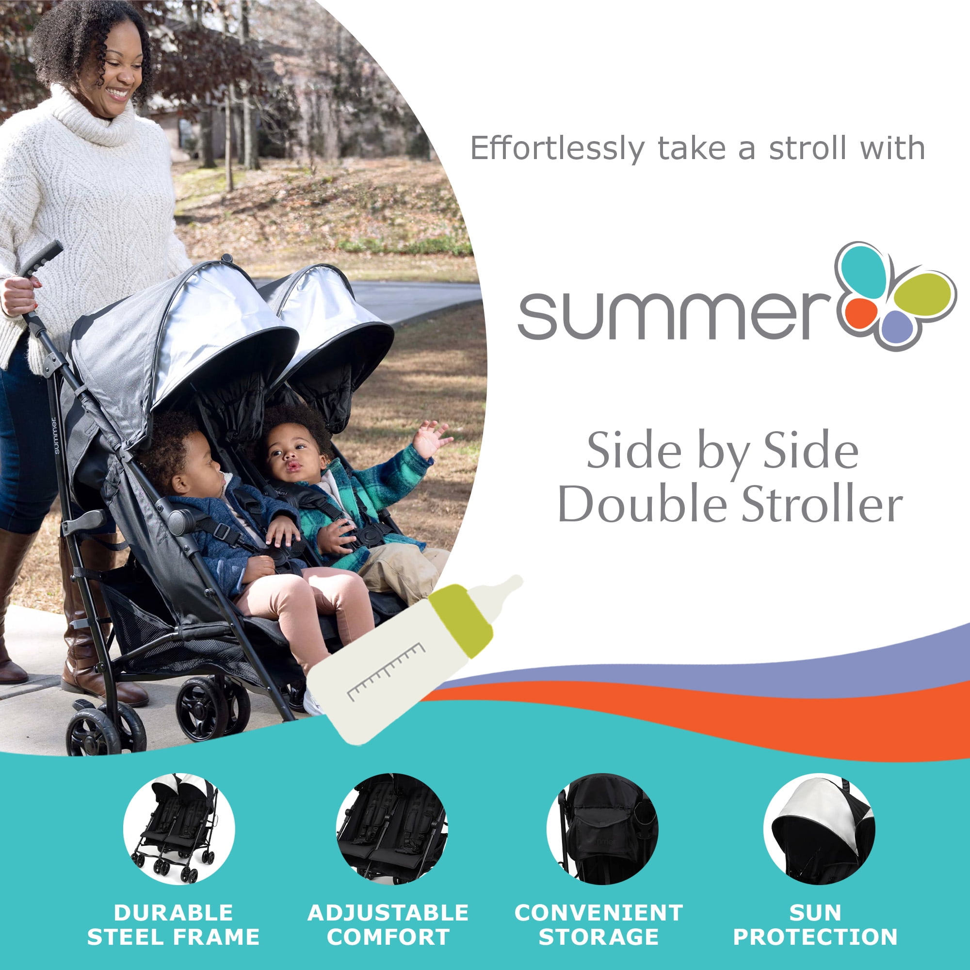 Summer™ by Ingenuity™ 3Dlite™ Double Convenience Stroller - Image 2